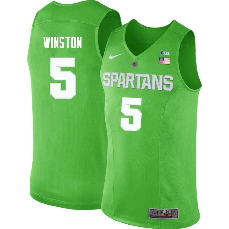 Men #5 Cassius Winston Michigan State Spartans College Basketball Jerseys Sale-Apple Green